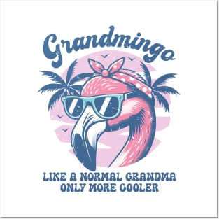 Vintage Style Grandmingo Pink Flamingo Grandma Posters and Art